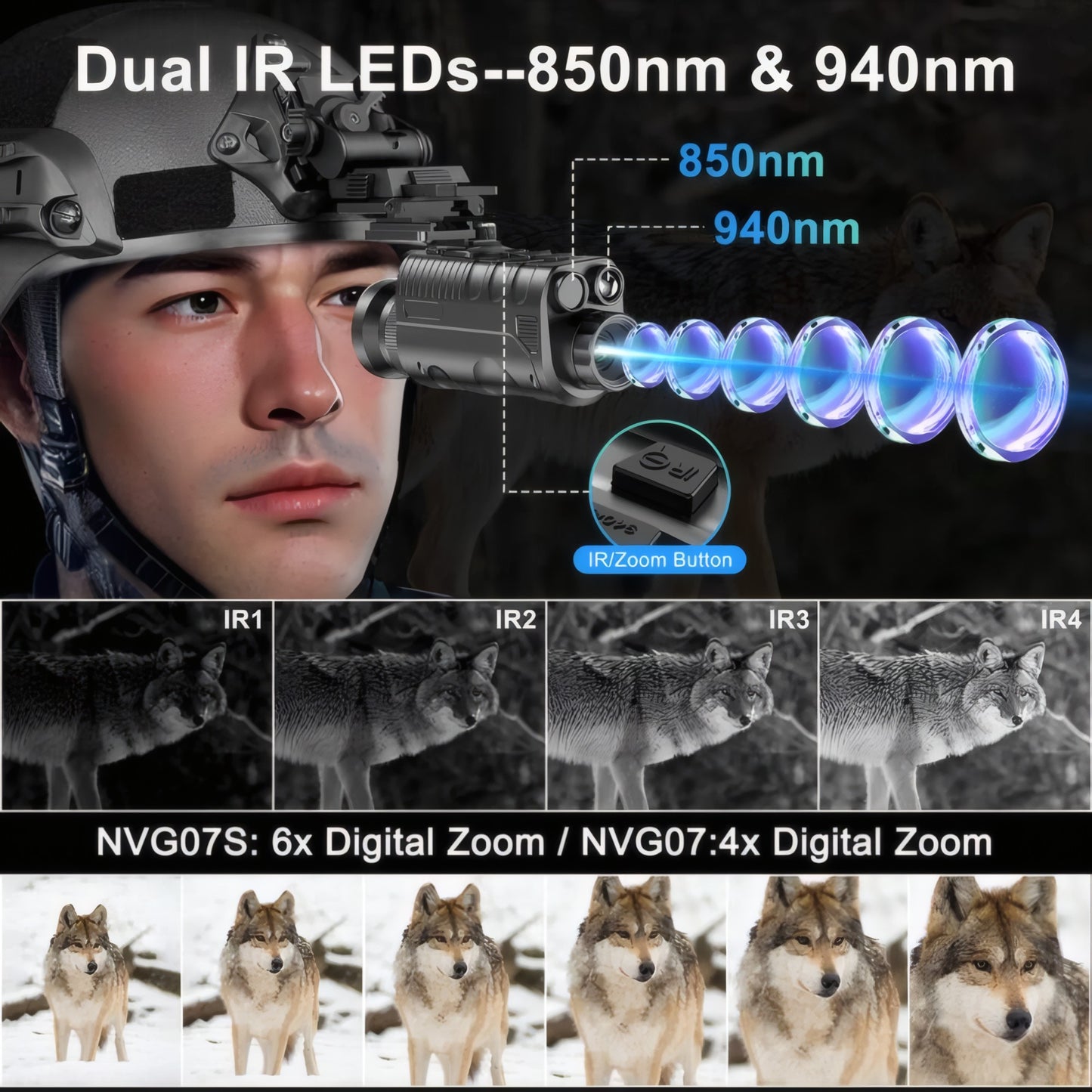 NVG40 Pro Helmet-Mounted Digital Night Vision Goggles
